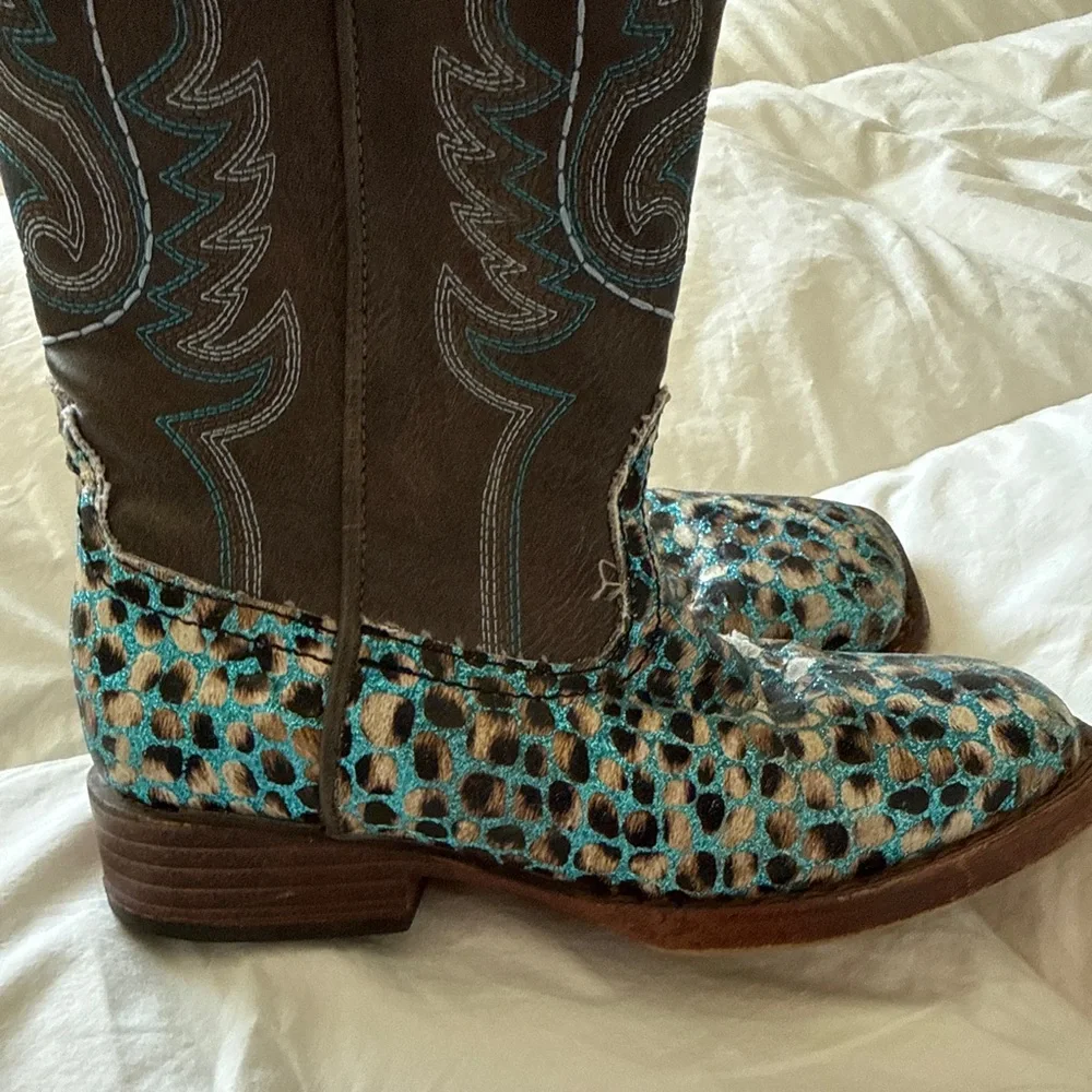 Roper | Kids | Brown and Teal | Leather Boots